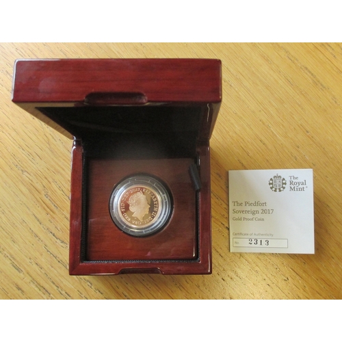 648 - Investment Gold Lot – documents required. 2017 piedfort sovereign boxed proof FDC, with Royal Mint c... 