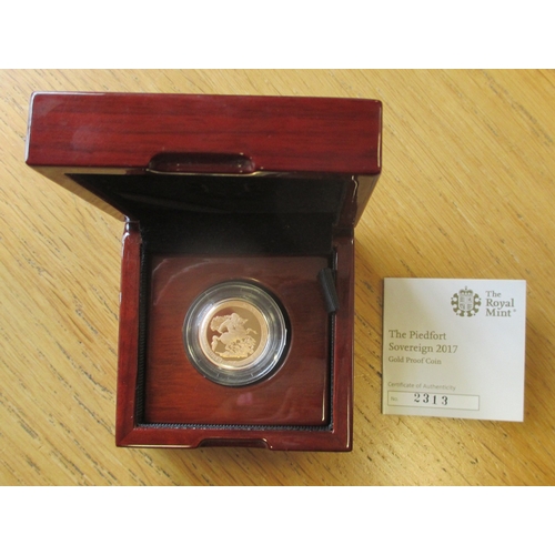 648 - Investment Gold Lot – documents required. 2017 piedfort sovereign boxed proof FDC, with Royal Mint c... 