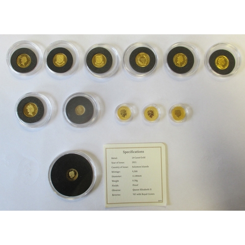 680 - Collection of miniature gold coins, most without certificates, including proofs FDC Cook Is $20 1995... 