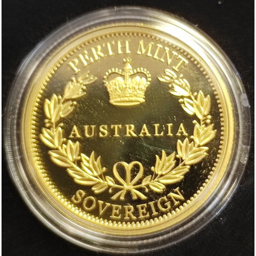 687 - Investment Gold Lot - documents required. Australia. 2018 sovereign boxed proof FDC. (Y)