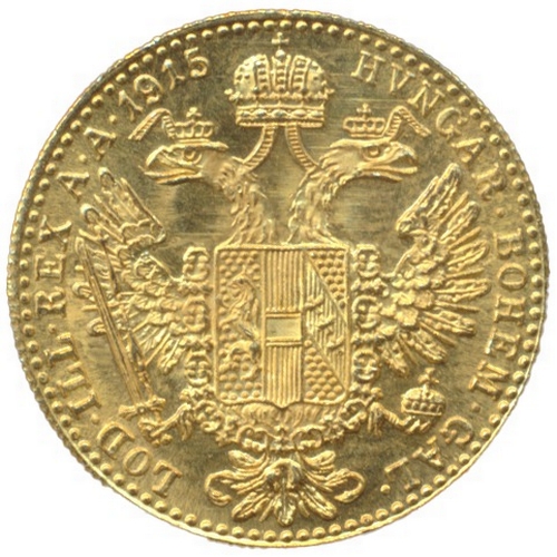 696 - Investment Gold Lot - documents required. Austria. 1915 ducat restrike extremely fine. (Y)