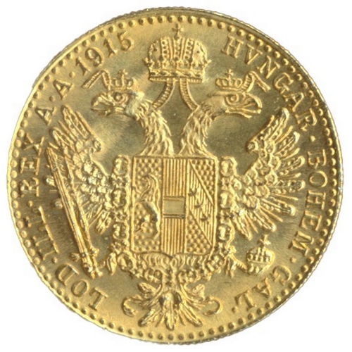 697 - Investment Gold Lot - documents required. Austria. 1915 ducat restrike extremely fine. (Y)