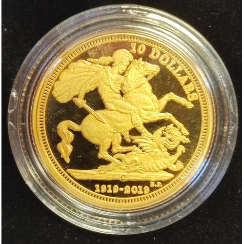 706 - Investment Gold Lot - documents required. Canada. 2019 $10 sovereign boxed proof FDC. (Y)