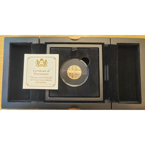 725 - Investment Gold Lot - documents required. Isle of Man. 2020 75th Anniversary sovereign boxed proof F... 