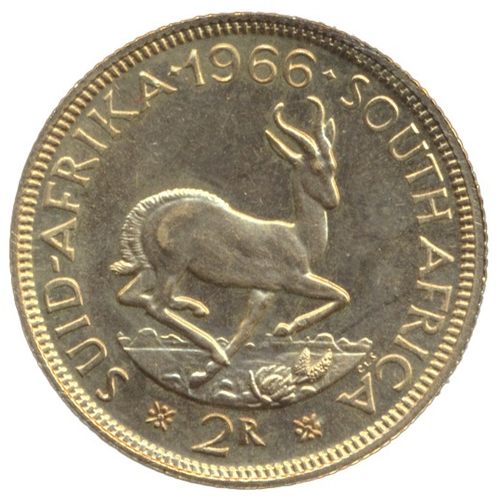 735 - Investment Gold Lot - documents required. South Africa. 1966 2 rand good very fine. (Y)