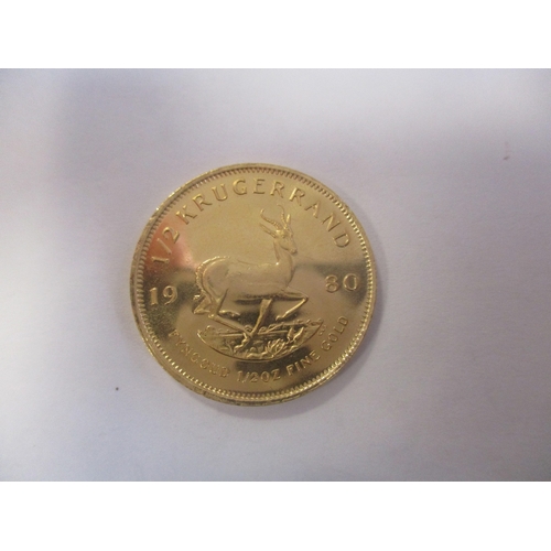 740 - Investment Gold lot - documents required. South Africa. 1980 half krugerrand near uncirculated. (Y)