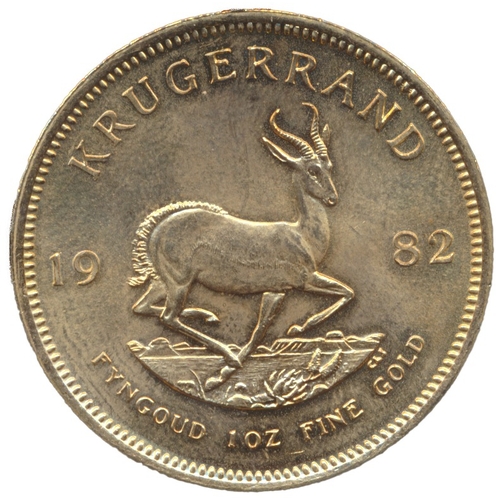 743 - Investment Gold lot - documents required. South Africa. 1982 krugerrand near uncirculated. (Y)