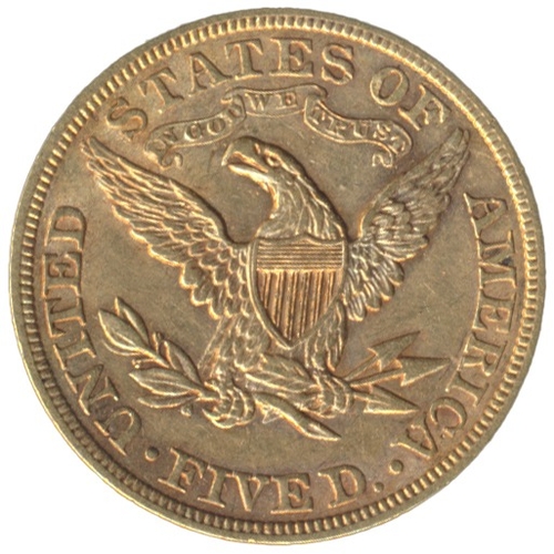 763 - Investment Gold Lot – documents required. USA. 1900 $5 near extremely fine. (See photo) (Y)