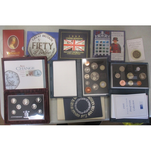 779 - Collection of boxed silver proofs FDC, with 1996 All Change £1-1p cased set of 7, £5 1993 Jubilee (n... 