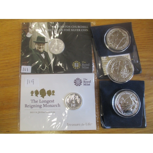 785 - Silver range, with proof FDC £5 1993 Coronation, 2004 Entente Cordiale, £2 1994 Bank of England, 199... 