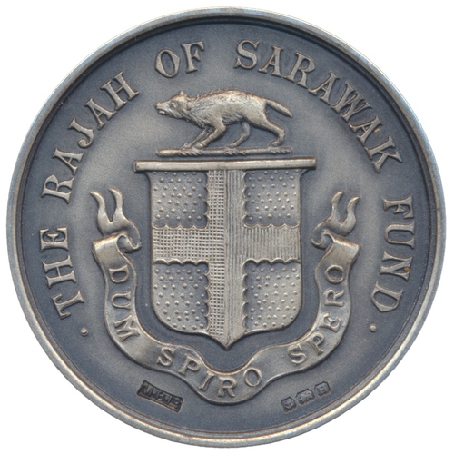 826 - c1930s Rajah of Sarawak Fund matt silver medallic issue by Birmingham Mint, diameter 37mm, weight 23... 