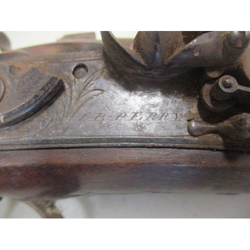 84 - Circa 1795 28-bore flintlock blunderbuss by I.B. Perry, steel flared barrel engraved London at chamb... 