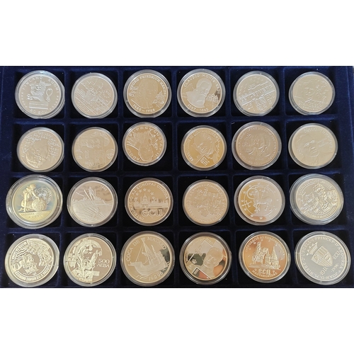 844 - Collection of encapsulated silver proof and CuNi ECU crown size (63) and half crown size (11) coins ... 