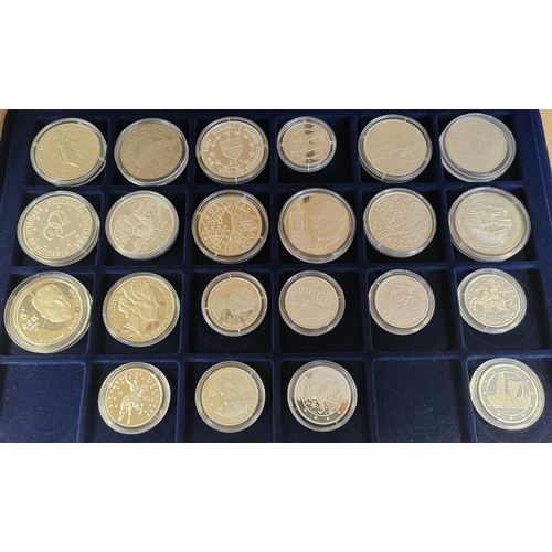 844 - Collection of encapsulated silver proof and CuNi ECU crown size (63) and half crown size (11) coins ... 