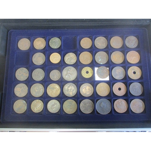 853 - Collection of various bronze and silver coins in metal coin case, generally fair/fine or better, mos... 