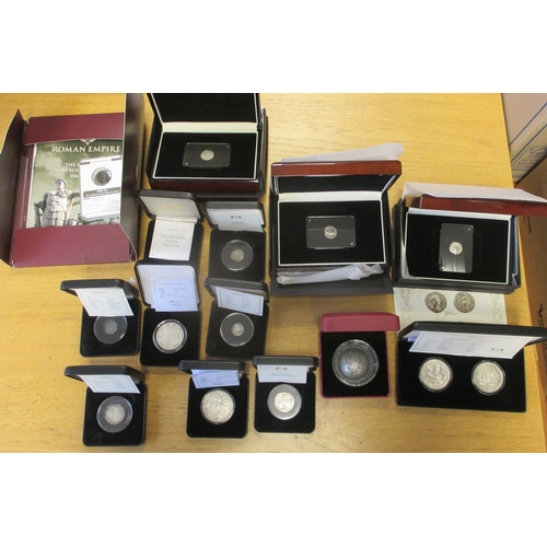 854 - Collection some boxed with certificates including GB crowns 1845, 1889, 1902, double florin 1890 Ara... 