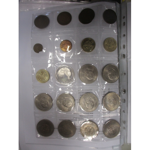 857 - 19th to 20th century collection of GB and world coins in 19 plastic album leaves, generally fair/fin... 