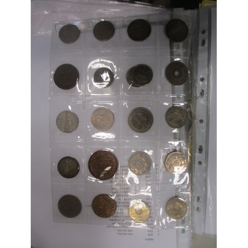 857 - 19th to 20th century collection of GB and world coins in 19 plastic album leaves, generally fair/fin... 