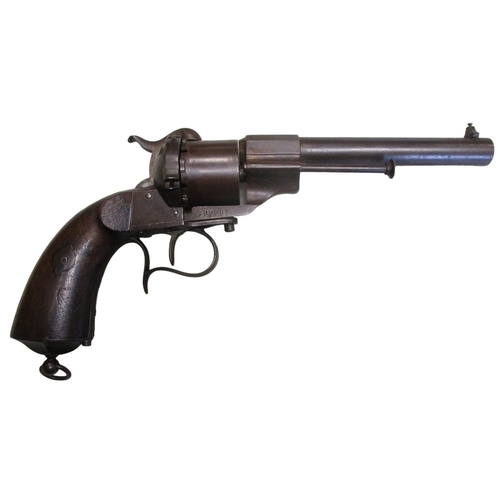 86 - Lefaucheux Model 1854 12mm pinfire revolver No 18917, 6 shot self cocking, 16cm octagonal/round barr... 