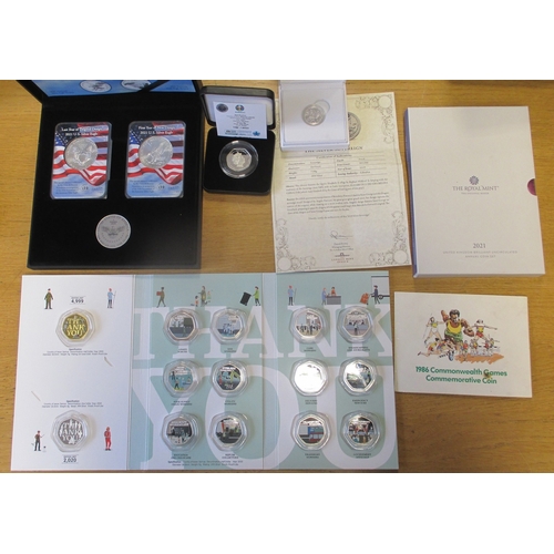 861 - Collection including silver proofs FDC Alderney £5 2021 Gothic Crown, Canada $10 2017, GB £5 2017 An... 