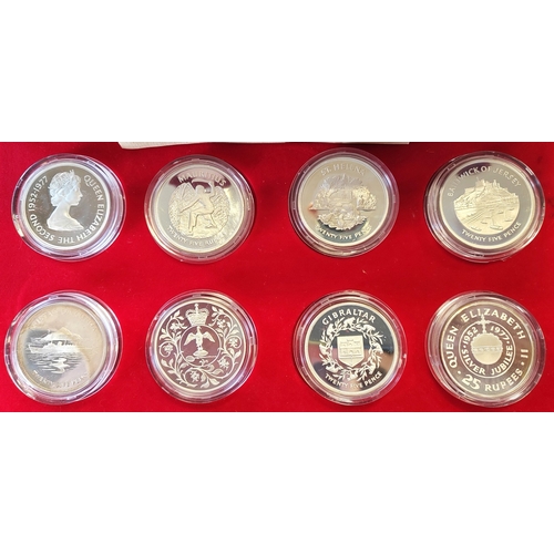 879 - 1977 silver Jubilee boxed proof 8 coin set FDC with certificate and 1953 proof specimen set. (R)