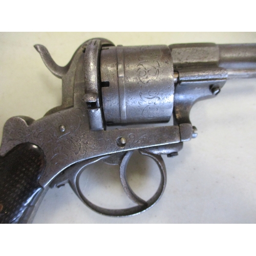 89 - Lefaucheux Model 1858 12mm pinfire revolver, 6 shot self cocking, 15.3cm octagonal barrel with fores... 