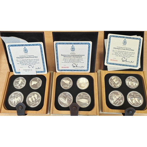 892 - Canada. 1976 Montreal Olympic silver proof sets FDC (7) with total of 28 coins with $10 (14), $5 (14... 