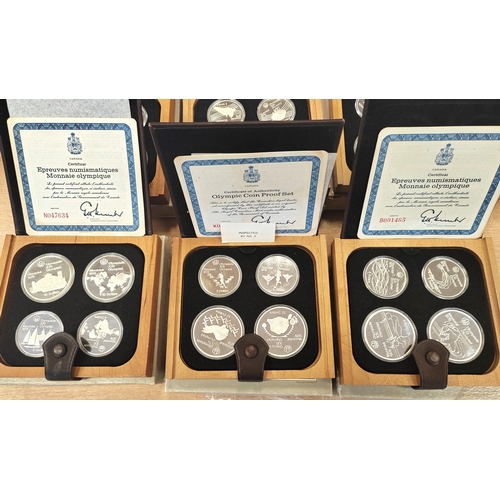 892 - Canada. 1976 Montreal Olympic silver proof sets FDC (7) with total of 28 coins with $10 (14), $5 (14... 