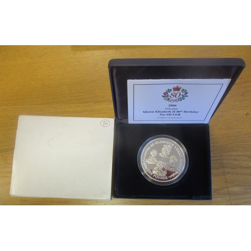 895 - Gibraltar. 2006 'Queen Elizabeth II 80th Birthday' boxed 5oz silver proof £10 FDC, with Westminster ... 