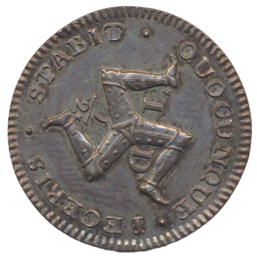 902 - Isle of Man. James Stanley tenth Earl of Derby, second issue, 1733 half penny, struck in silver, goo... 