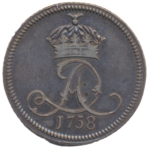 903 - Isle of Man. James Murray Second Duke of Atholl 1758 penny, struck in silver, very fine. Mintage 47.... 