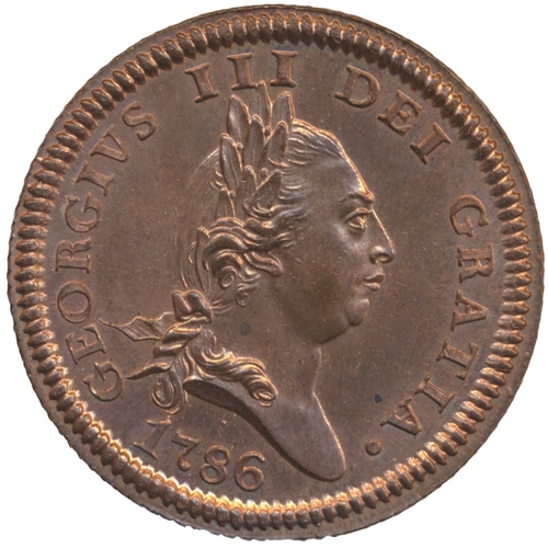 904 - Isle of Man. First issue 1786 penny nearly uncirculated with lustre. (See photo) (Y)