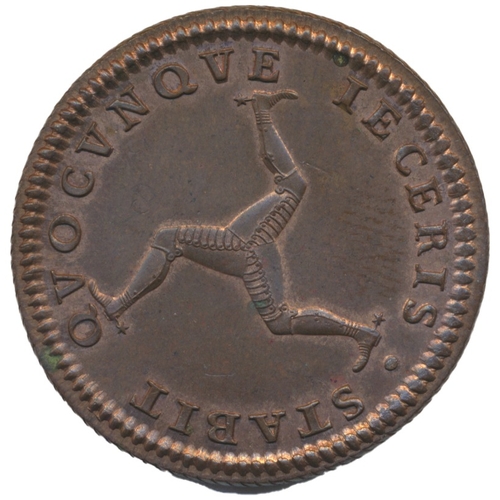 905 - Isle of Man. First issue 1786 penny nearly uncirculated with some lustre. (See photo) (Y)