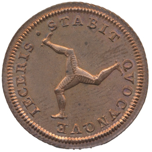 906 - Isle of Man. First issue 1786 half penny nearly uncirculated, with lustre. (See photo) (Y)