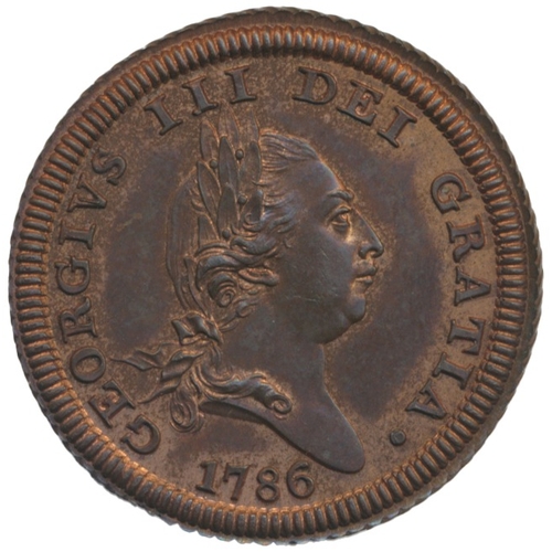 907 - Isle of Man. First issue 1786 half penny about uncirculated with some lustre. (See photo) (Y)