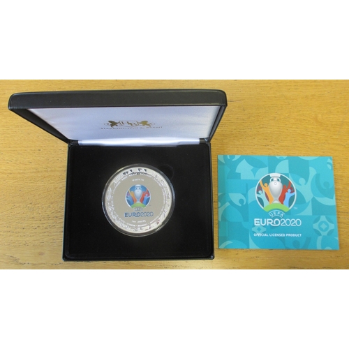 923 - Solomon Islands. 2021 $10 UEFA Euro 2020 silver boxed 5oz proof FDC, No. 44 of 295. (Y)