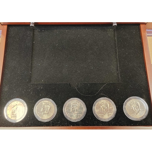 928 - USA. Range of sets in wooden display cases with The John F. Kennedy Golden Anniversary Collection, P... 