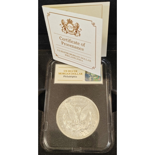 929 - USA. The Complete set of American Eagle Silver Dollars in wooden presentation box containing encapsu... 