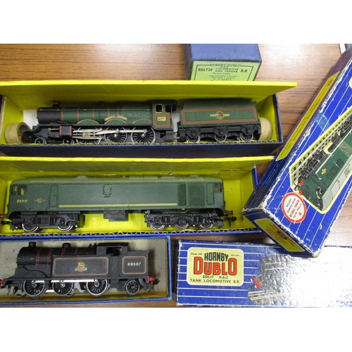 505 - Hornby Dublo. Collection of locomotives incuding diesel 3-rail BR green D5713 No. 3233, tank 80054 2... 