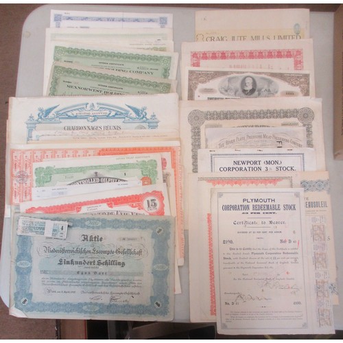 276 - Collection of various UK, European and USA stock and bond certificates, generally very fine or bette... 