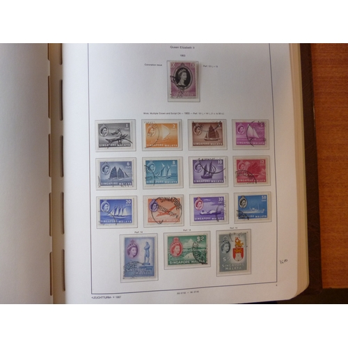 188 - Singapore. 1948-90 used coln in 1 Lighthouse album, incl 1948 both perf sets, 1948 RSW $5, 1955-9 se... 