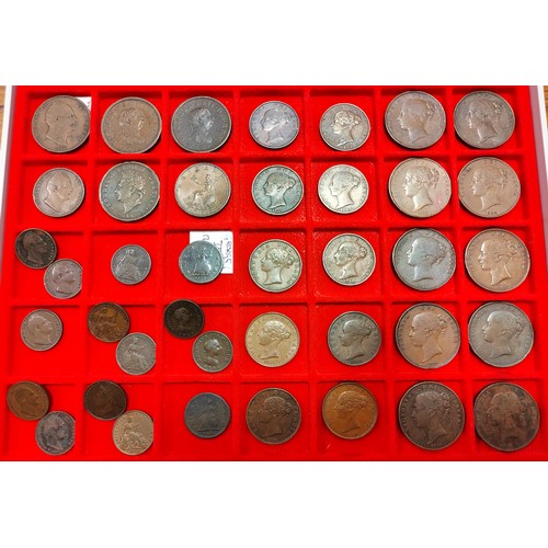 291 - 19th century copper and bronze collection in 3 Lindner trays, generally fine with some better includ... 