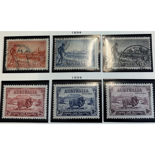 132 - Australia. KGV 1913-1950 U/FU coln on album leaves, incl 1913-1914 'Roos set to 2/-, 6d claret, 1915... 