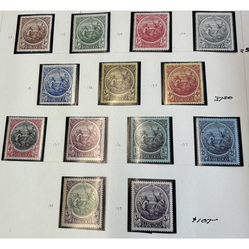 134 - Barbados. QV-KGV M/U coln on album pages, incl 1852-55 vals to 4d U, 1858 6d pale rose red and 1/- b... 