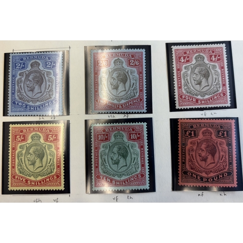 136 - Bermuda. QV-KGV M/U coln on album leaves incl, 1865-1903 set M/U, 1883-1904 set M, 1906-10 set U, 19... 