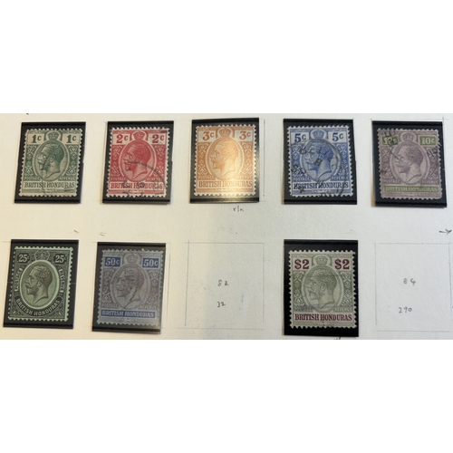 140 - British Honduras. QV-KGV M/U coln on album pages, incl 1865 1d+1/- U, 1872-79 set U, 1888-91 vals to... 