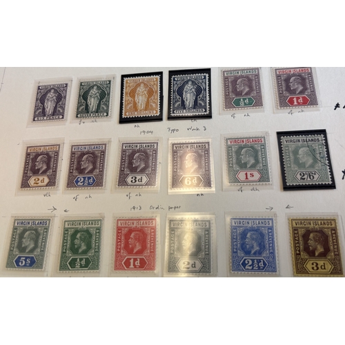 142 - British Virgin Islands. QV-KGV M/U coln on album pages, incl 1866 1d and 6d M, 1867 1/- M and U, 187... 