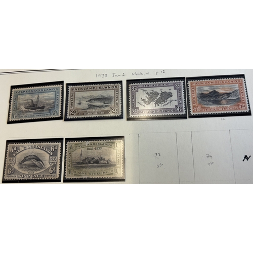 158 - Falkland Islands. QV-KGV M/U coln on album pages, incl 1878-79 1d o.g., 1885-91 vals to 4d M, 1891-1... 