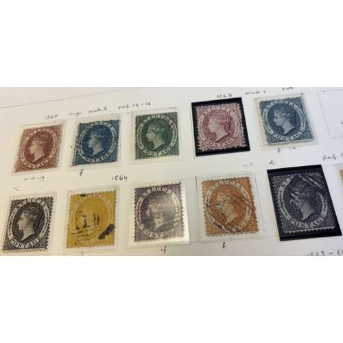 185 - St. Lucia. QV-KGV M/U coln on album leaves incl 1860 set U, 1863 1d lake and 4d indigo U, 1864 set U... 