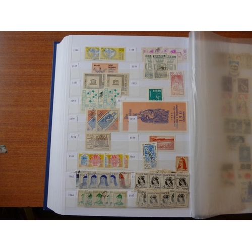 201 - Brazil. Early to modern used coln in 3 stockbooks, incl 1845 vals to 90r, 1906 vals to 1000r, 1878-9... 